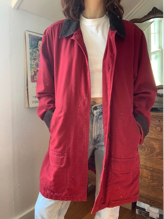 Vintage Land's End Red & Brown Corduroy Barn Jacke