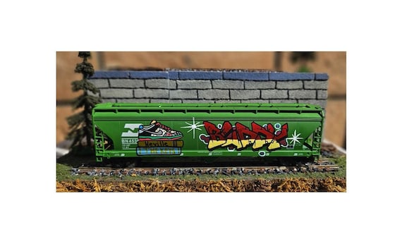 Custom Designed HO and O Scale Model Train Graffiti Car