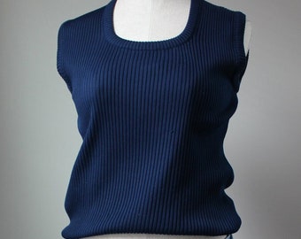 1970s Vintage Shell Blouse Size L Vintage 70s Sleeveless Knit Top Size Large