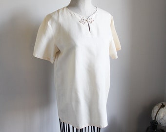 Vintage Silk Short Sleeve Top | Anne Carson 100% Pure Silk | Size Small Petite | Vintage Blouse