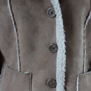 Vintage Y2K Faux Shearling Jacket Size L Vintage Brown Faux Suede 70s Style Button Down Jacket Size Large image 5
