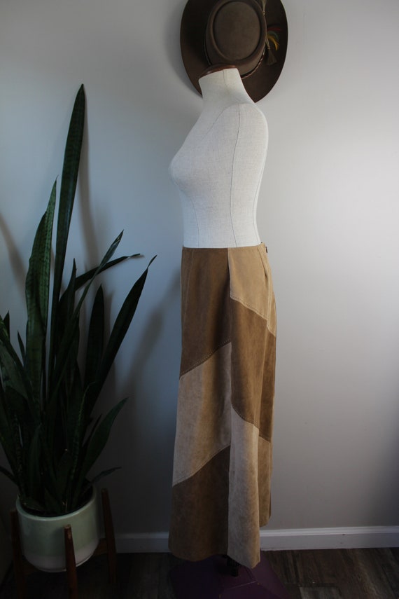 Vintage Y2K Patchwork Skirt | Size M | Faux Suede… - image 3