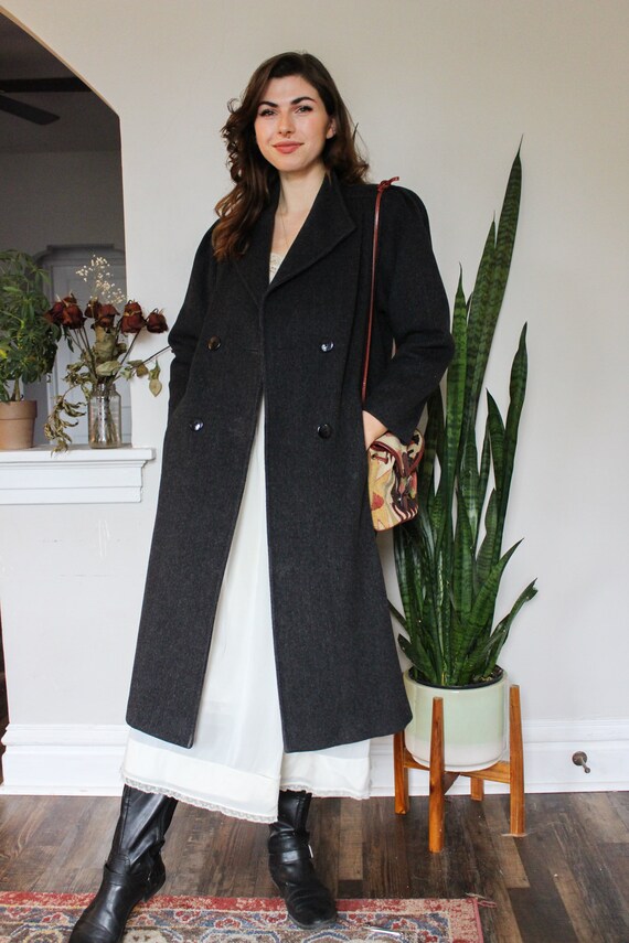 Vintage Charcoal Overcoat | Grey and Black Fall C… - image 5