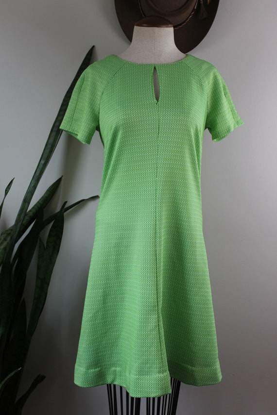 Vintage 70s Dress | Size L | Lime Green Home Sewn… - image 3
