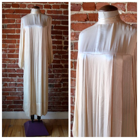 1940's Liquid Satin Dress | Long Sleeve Gown | Sil