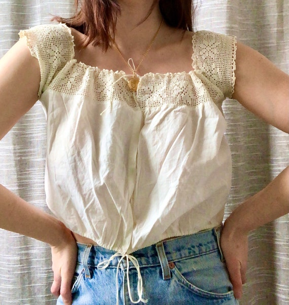Antique Edwardian Camisole Blouse Vintage Lace Han