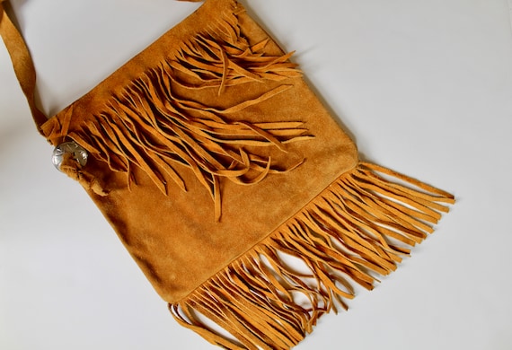 Genuine Suede Fringe Crossbody Bag | Hobo Bag | Vi