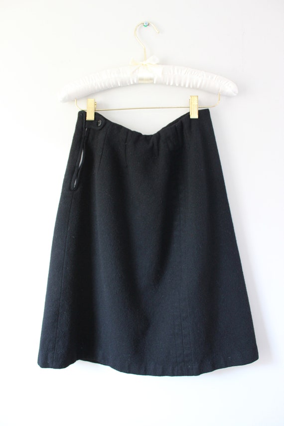 1950s Black Wool Skirt | Size S 25 Inch Waist | M… - image 2