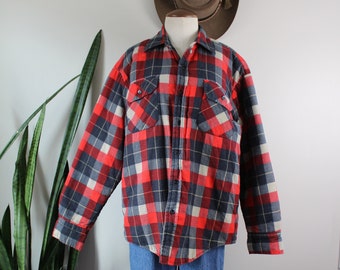 Vintage 1980s Flannel Coat Size L 