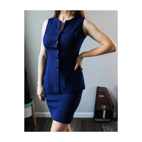 Navy blue skirt button down clearance
