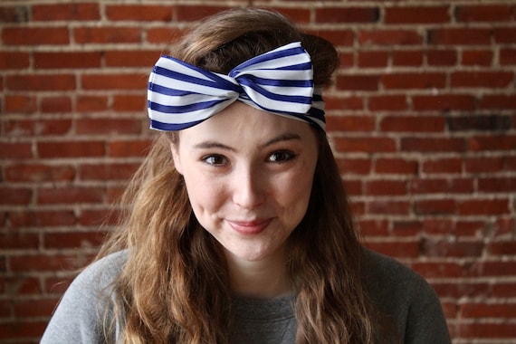 Vintage Striped Headband | Navy and White | Nauti… - image 1