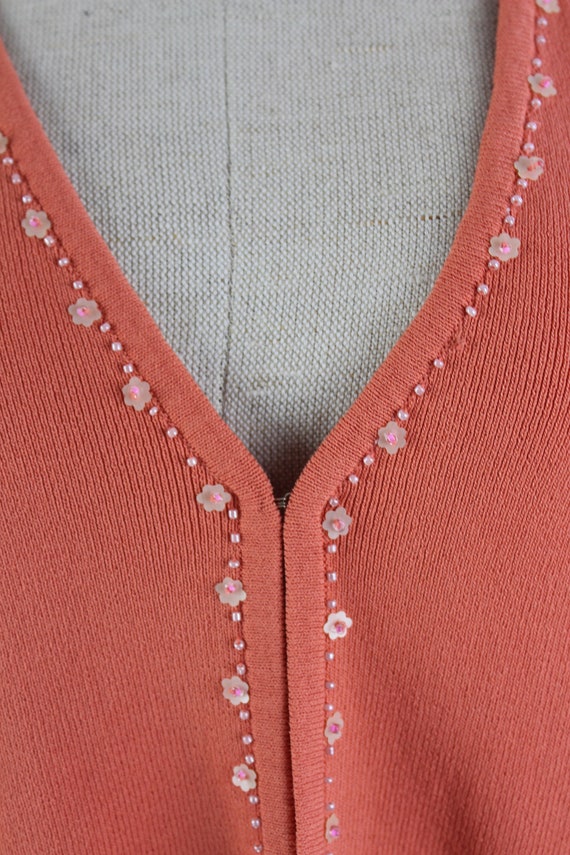 Vintage Y2K Cardigan | Size XL | Light Orange Pin… - image 5