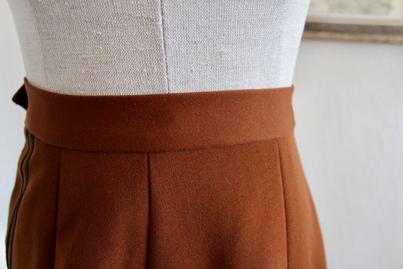 Vintage 70s Geometric Skirt | Brown A Line High W… - image 6