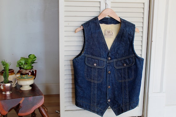 70s Vest | Denim Vest | Vintage Vest | Faux Shear… - image 1