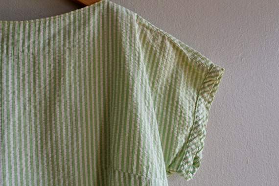 Vintage Seersucker Striped Top | Lime Green Pucke… - image 6