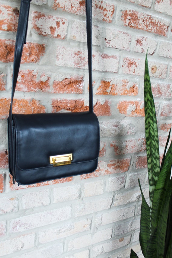 80s Boxy Crossbody Bag | Vintage Purse | Black Pur
