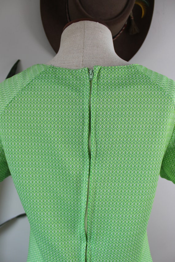 Vintage 70s Dress | Size L | Lime Green Home Sewn… - image 8