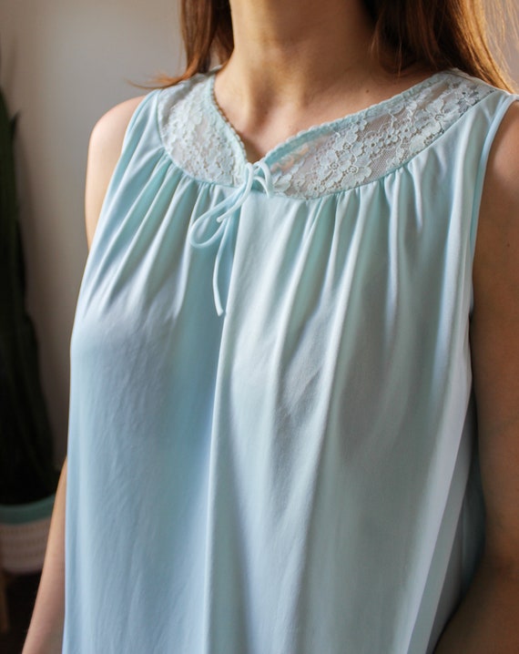 1970s Baby Blue Sleeveless Top | Vintage Babydoll… - image 4