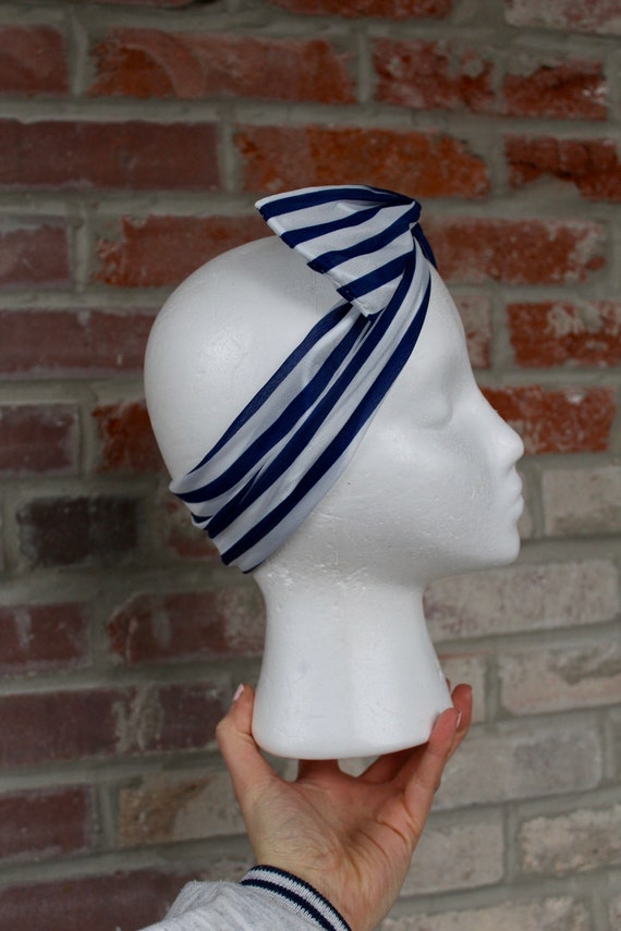 Vintage Striped Headband | Navy and White | Nauti… - image 8