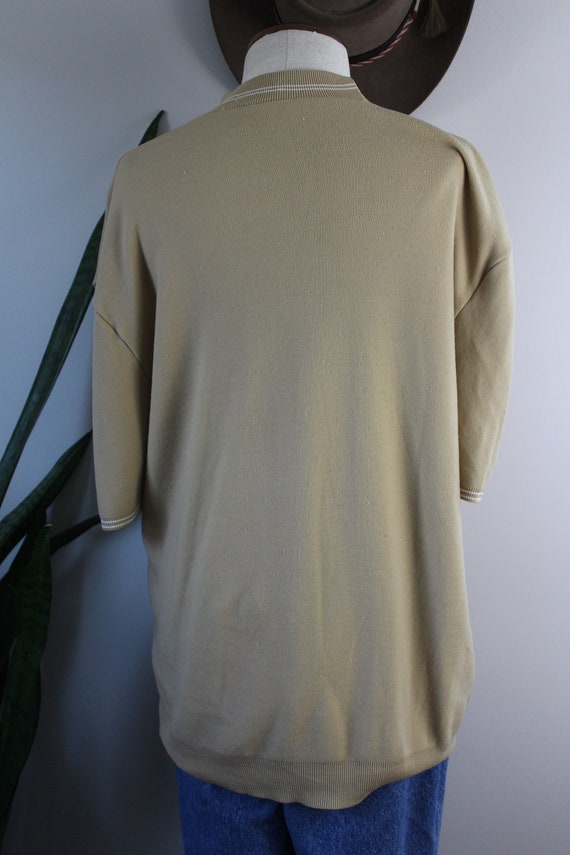 1970s Vintage Mock Neck Shirt | Size L | Nylon Sh… - image 3