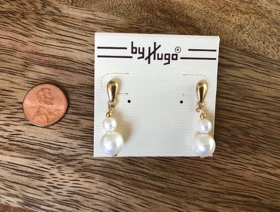 Vintage Faux Pearl Earrings | Deadstock By Hugo D… - image 2