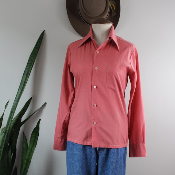 1970s Vintage Pink Blouse | Size M | Vintage Shir… - image 1