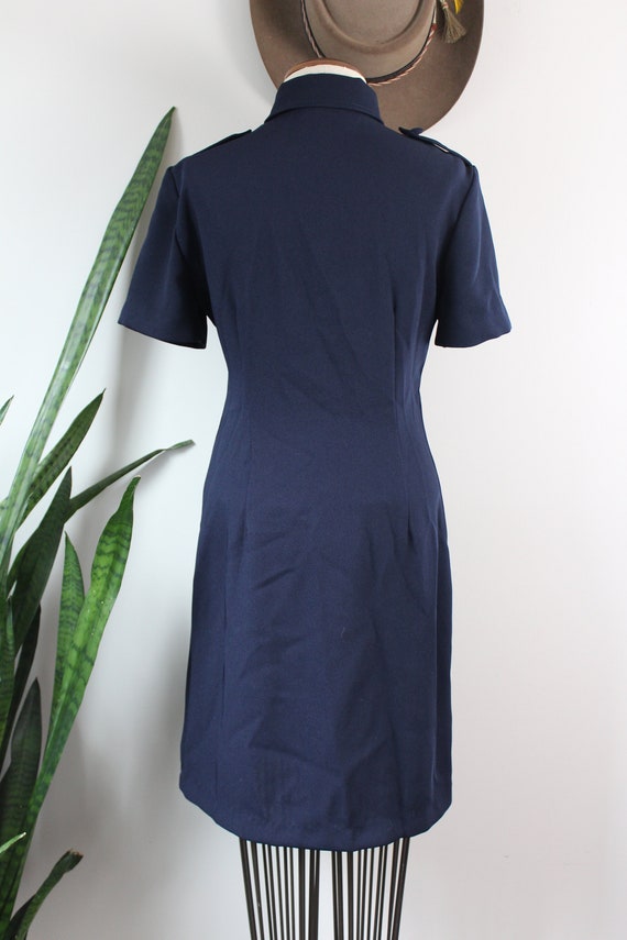 Vintage 90s does 40s Dress | Size S | Navy Blue B… - image 4