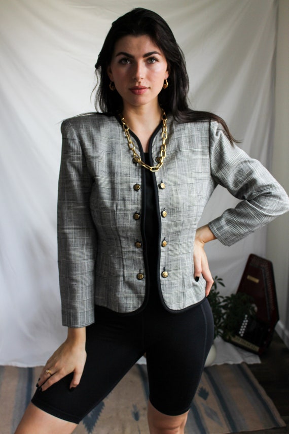 80s B & W Blazer | Vintage 1980s Blazer | Black a… - image 1