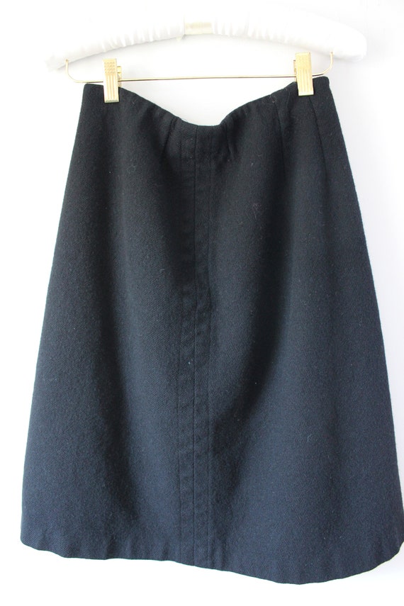 1950s Black Wool Skirt | Size S 25 Inch Waist | M… - image 5