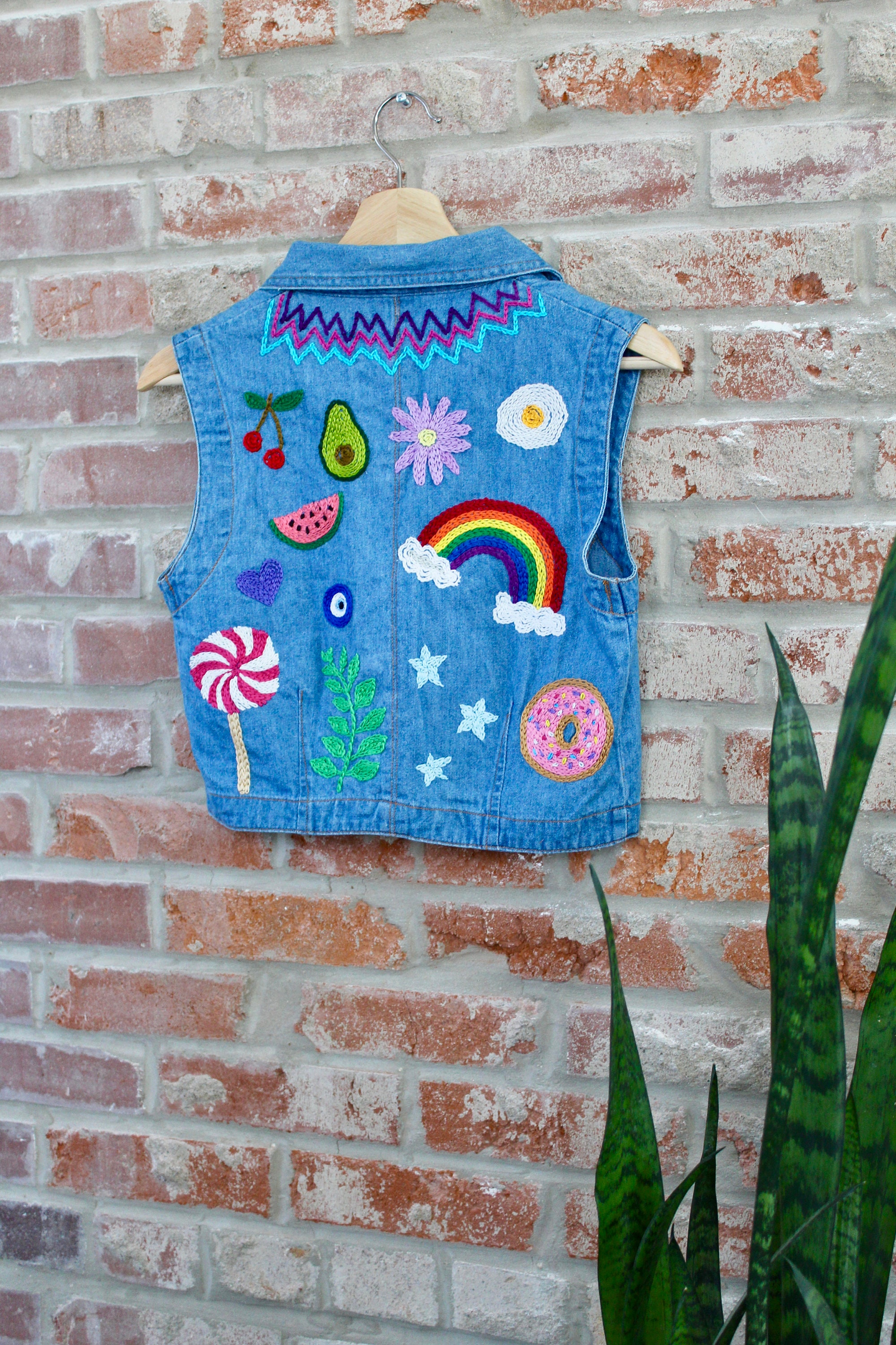 Vintage Embroidered Denim Vest the Picky Stitches Collection - Etsy