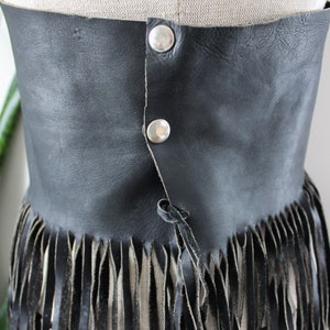 1960s Leather Biker Tank with Fringe Black Leather Hippie Clothing Vintage Tank Top Motorcycle Festival Clothing Vintage Leather Size M/L image 9