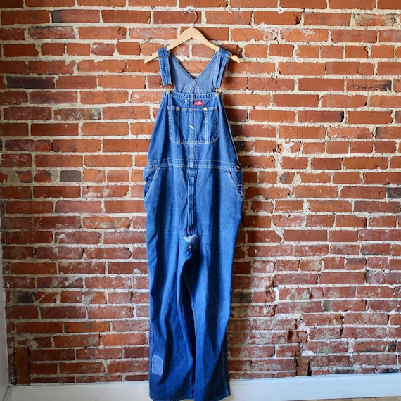 Vintage Baggy Overalls | Patched Overalls | Dark B
