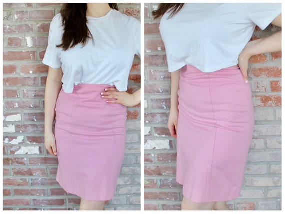 40s Vintage Pepto Pink Skirt | Wool Skirt Vintage… - image 1