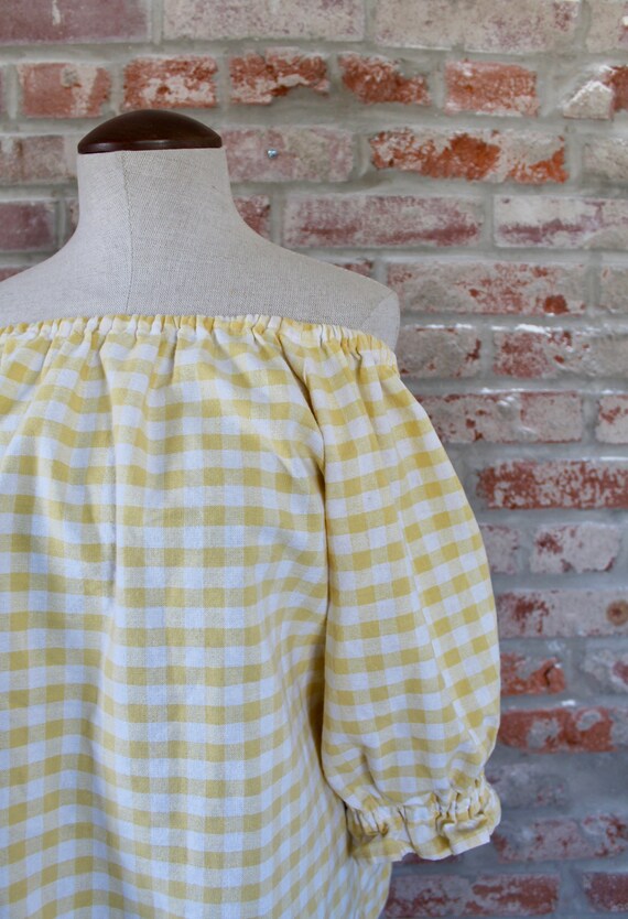 Off-Shoulder Picnic Blouse | Gingham Yellow Top |… - image 7