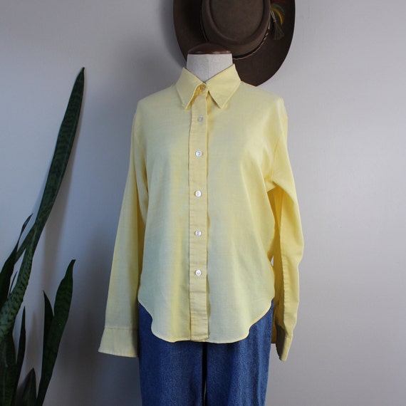 yellow button down blouse