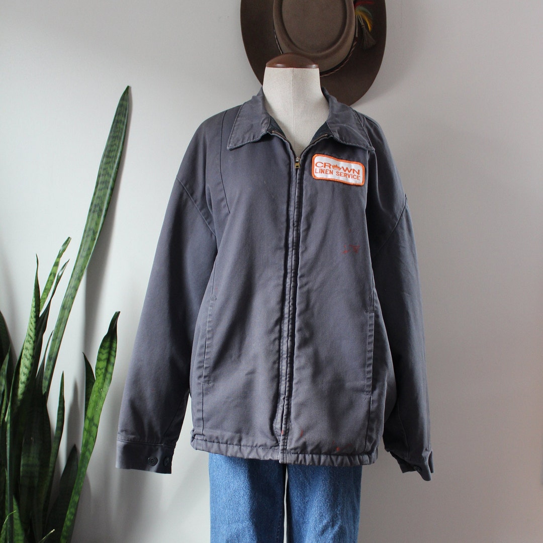 1980s Red Kap Faded Work Jacket Size XL-RG Gray Quilted Lining