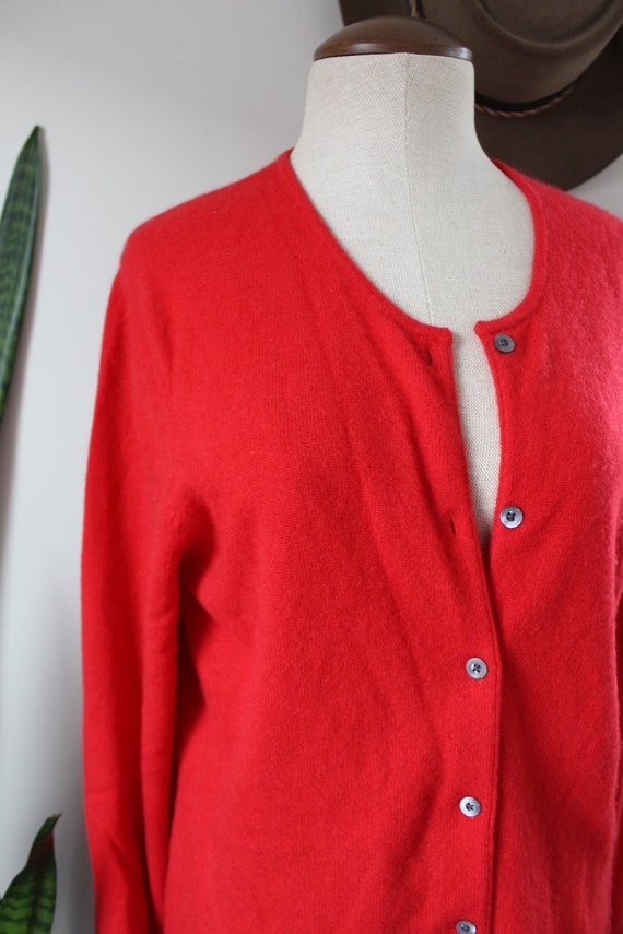 1990s Cashmere Cardigan | Size XL | Red Cashmere … - image 2