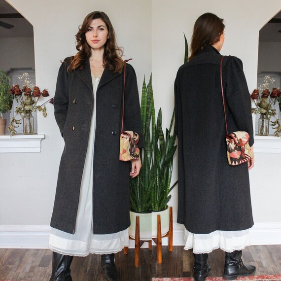 Vintage Charcoal Overcoat | Grey and Black Fall C… - image 1