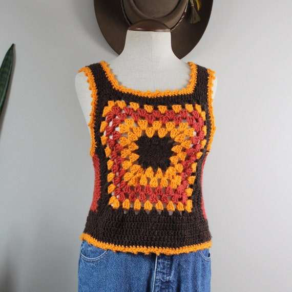 Vintage Granny Square Top | Size S | Vintage Croc… - image 1