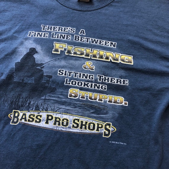 Vintage Y2K Fishing Tee Size L Vintage Navy Blue Bass Pro Shops