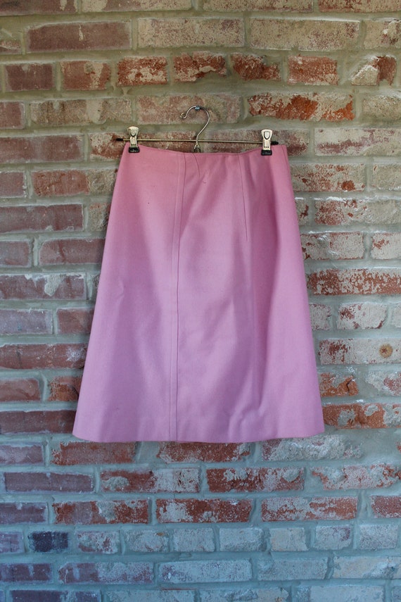 40s Vintage Pepto Pink Skirt | Wool Skirt Vintage… - image 2