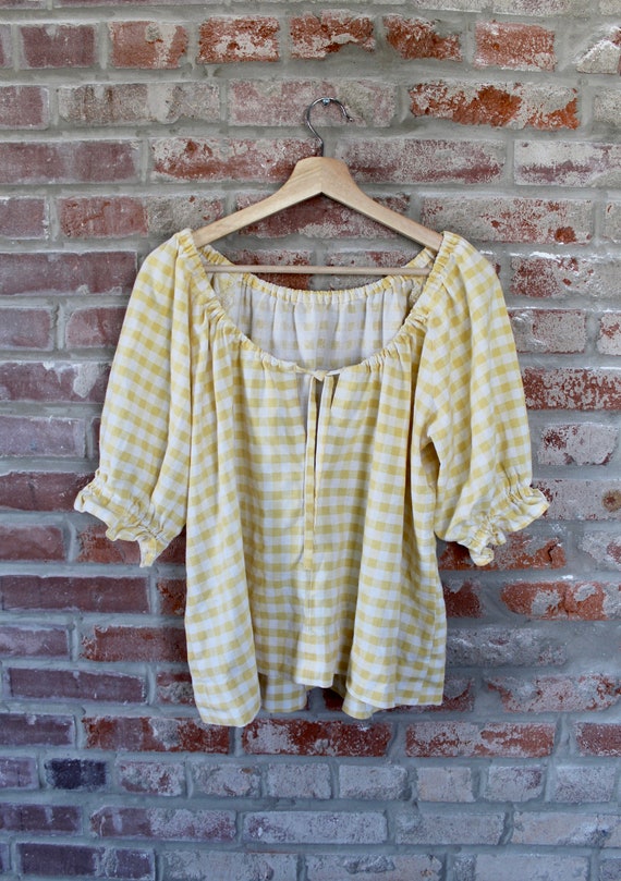 Off-Shoulder Picnic Blouse | Gingham Yellow Top |… - image 5