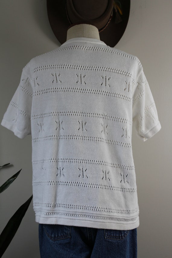 Vintage 90s Knit Top | Size M | Cotton Blouse Sum… - image 3