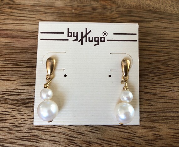 Vintage Faux Pearl Earrings | Deadstock By Hugo D… - image 3