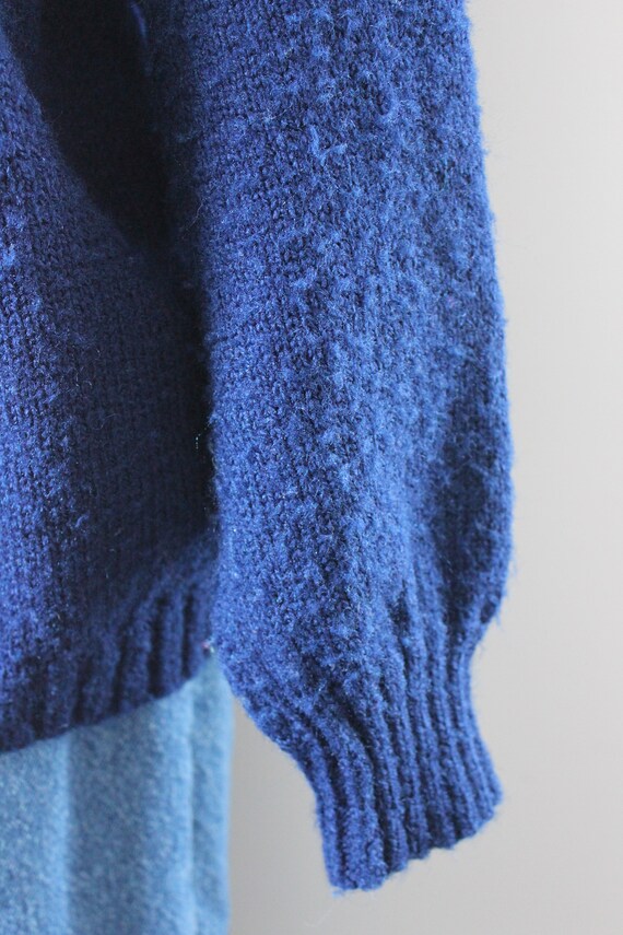 1950s Hand Knit Cardigan | Size L | Navy Blue Hand Knitted