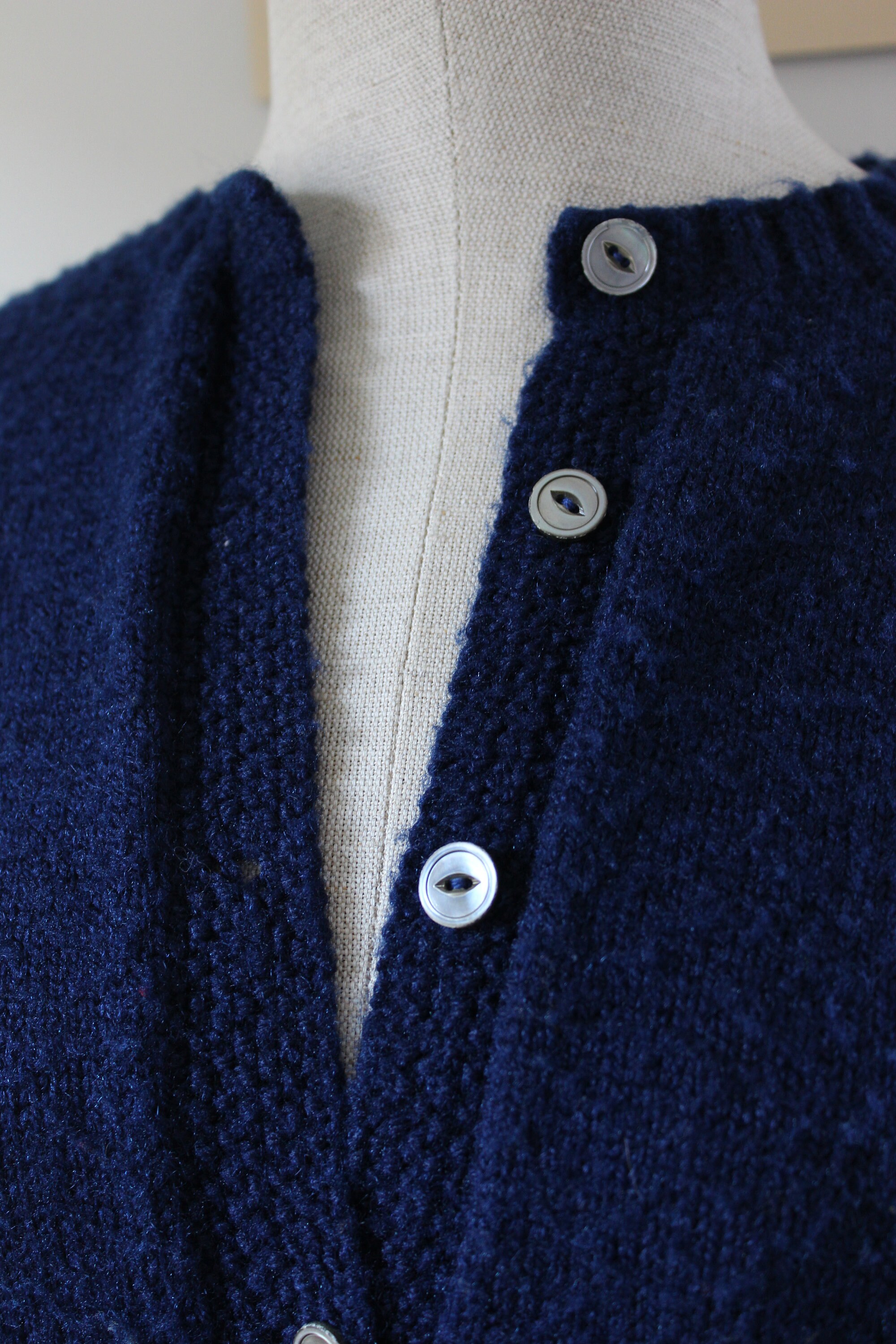 Vintage 1950s Cowichan Chunky Hand Knitted Zip Cardigan