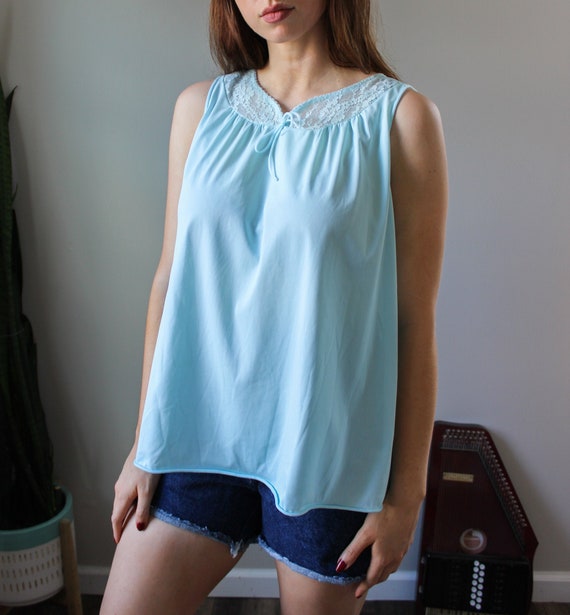 1970s Baby Blue Sleeveless Top | Vintage Babydoll… - image 6