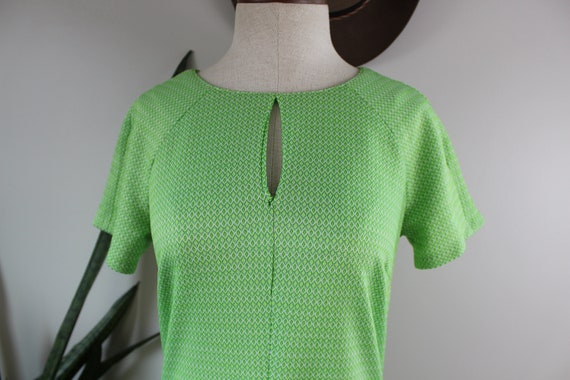 Vintage 70s Dress | Size L | Lime Green Home Sewn… - image 5