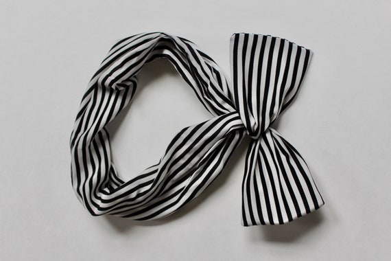 Mod Striped Bow Headband | Wire Wrap | 60s | Strip