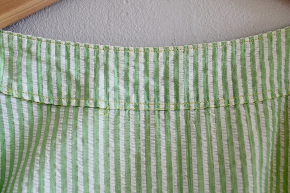 Vintage Seersucker Striped Top | Lime Green Pucke… - image 7